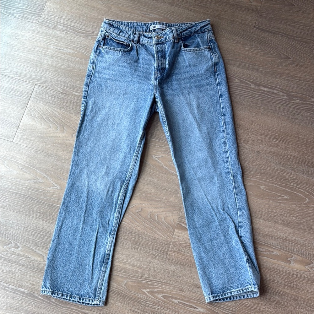 Zara Light Blue Straight Leg Jeans